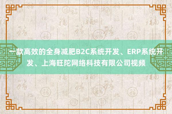 一款高效的全身减肥B2C系统开发、ERP系统开发、上海旺陀网络科技有限公司视频